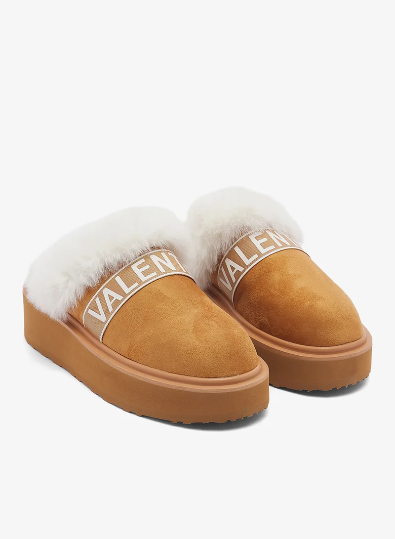 VALENTINO BY MARIO VALENTINO  Fur Detail Logo Sliders for Women | Best Price UAE